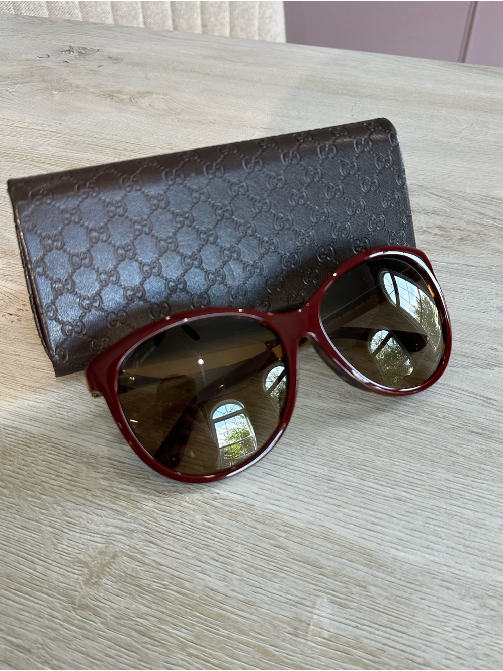 Gucci Oversized Women's Sunglasses in Deep Burgundy